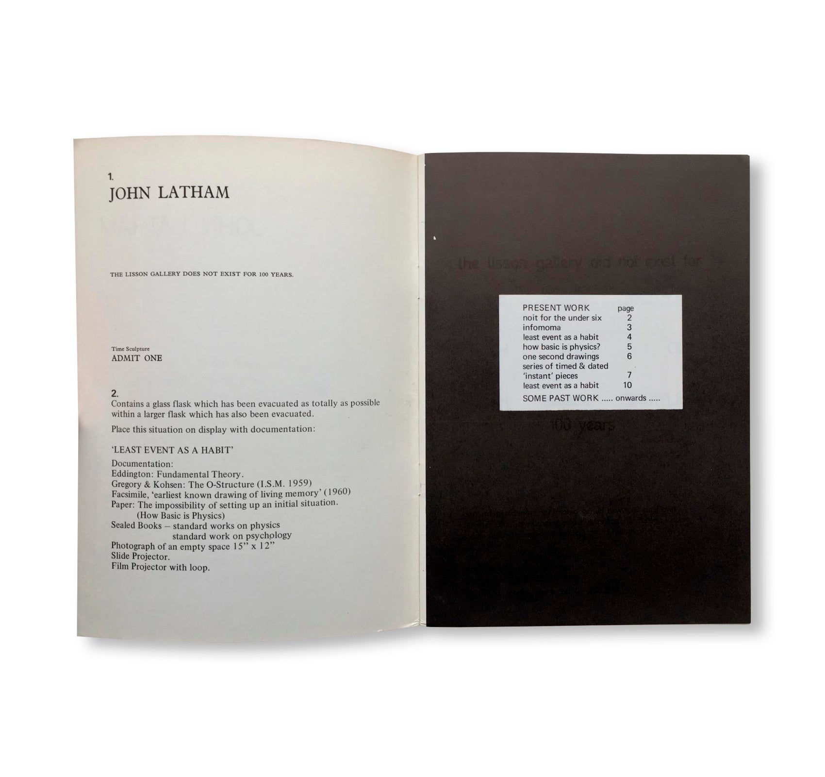 LEAST EVENT, ONE SECOND DRAWINGS, BLIND WORK, 24 SECOND PAINTING (1970) by John Latham