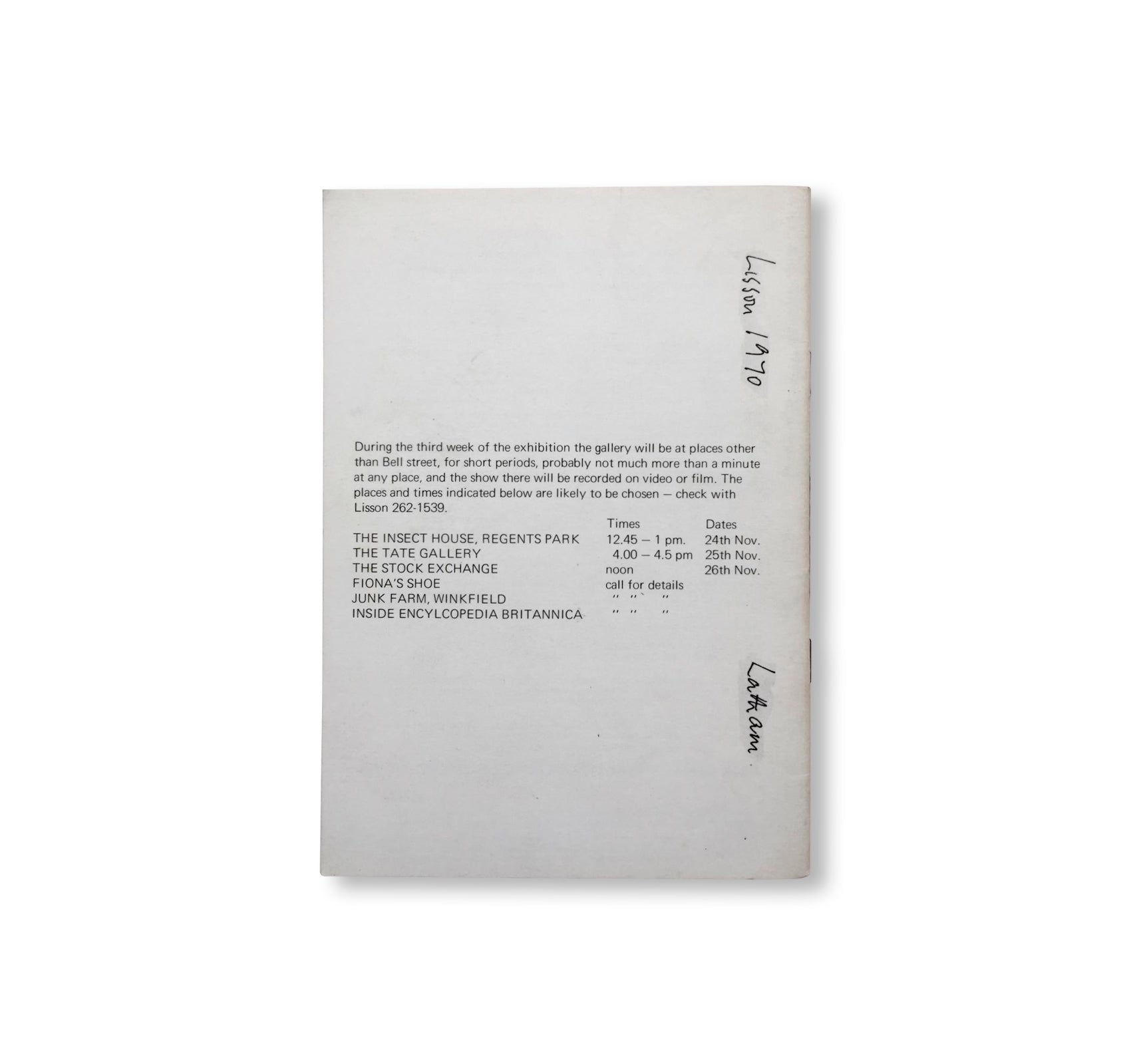 LEAST EVENT, ONE SECOND DRAWINGS, BLIND WORK, 24 SECOND PAINTING (1970) by John Latham