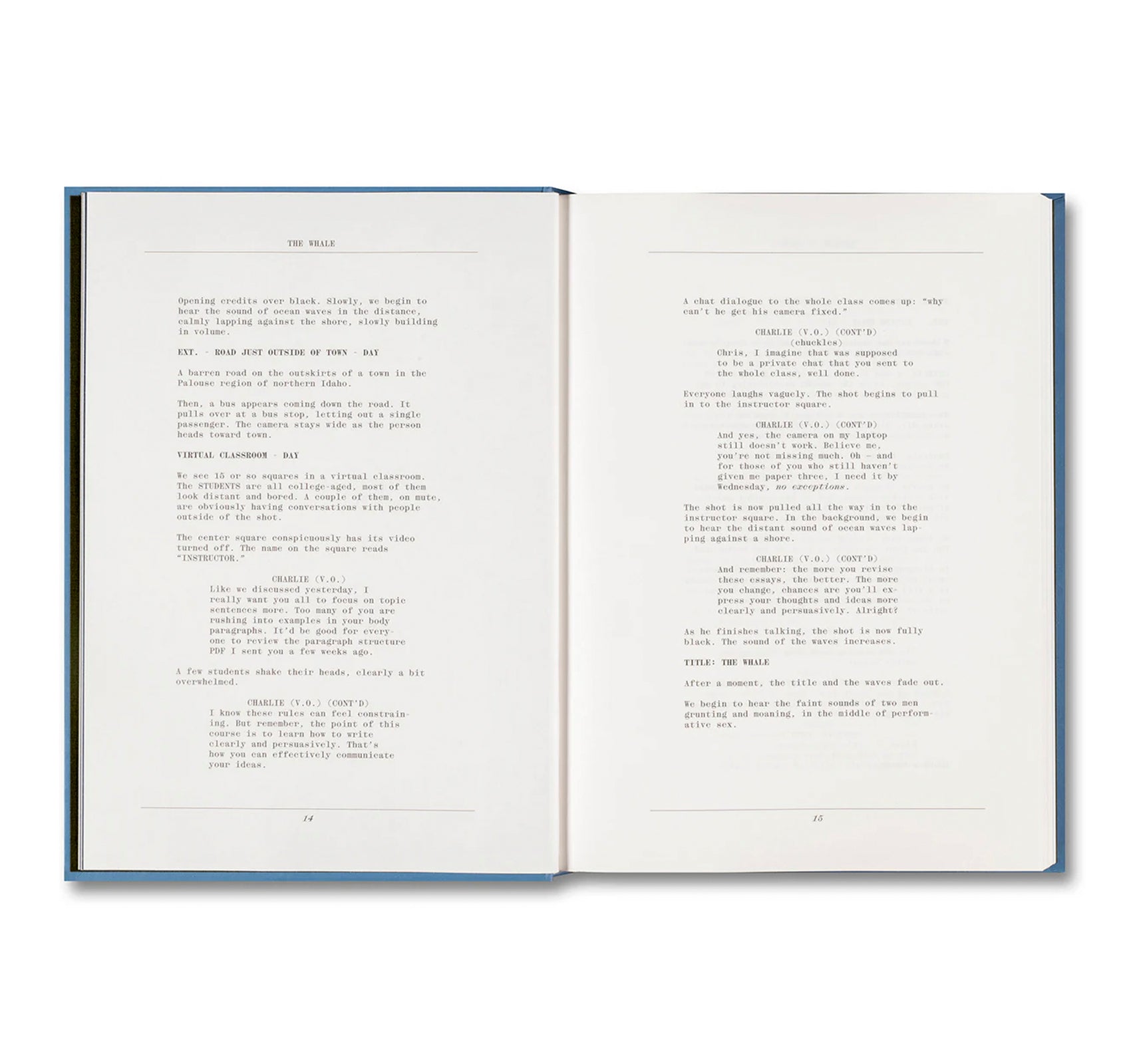 THE WHALE SCREENPLAY BOOK by Darren Aronofsky