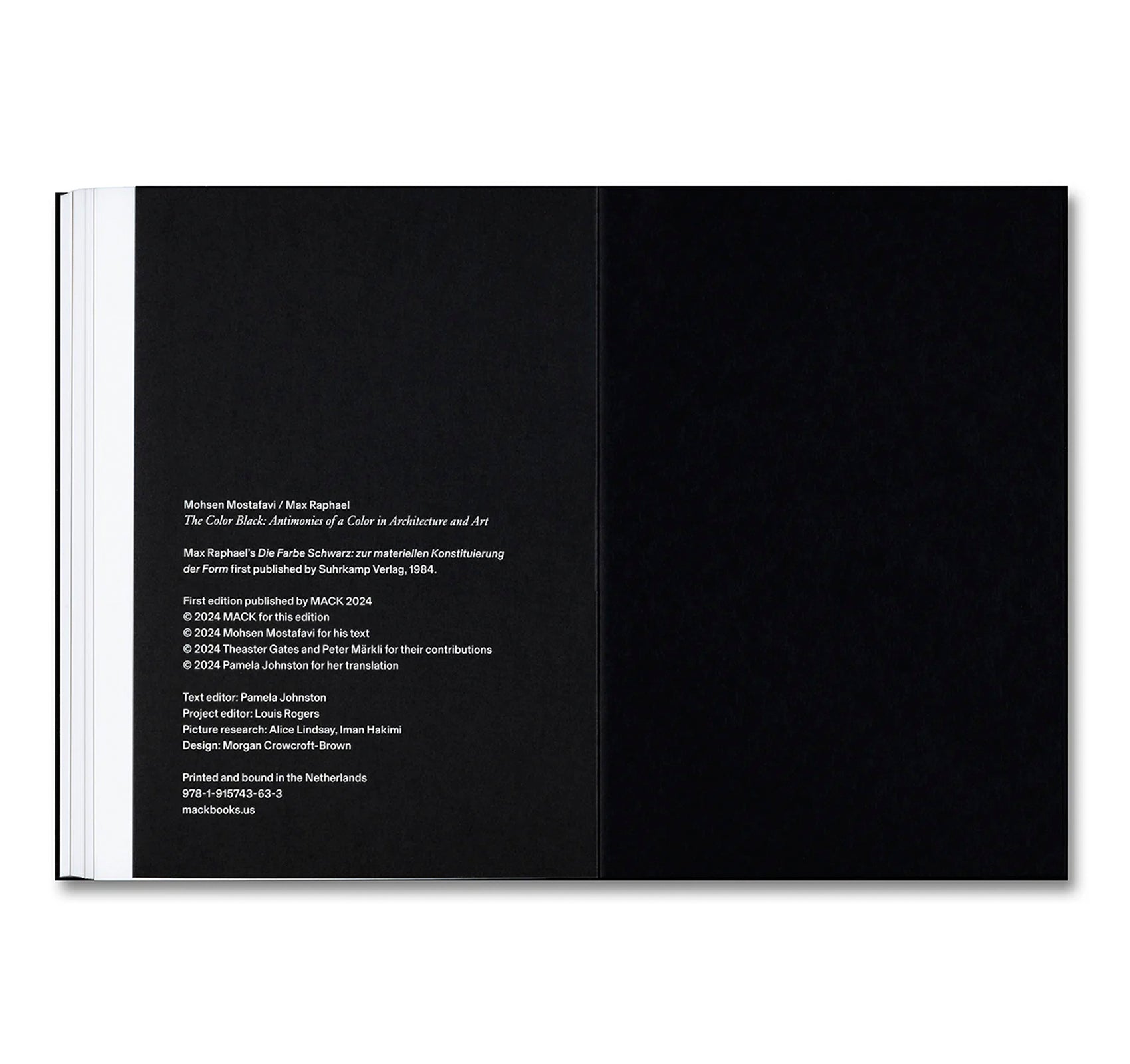 THE COLOR BLACK: ANTINOMIES OF A COLOR IN ARCHITECTURE AND ART by Mohsen Mostafavi, Max Raphael