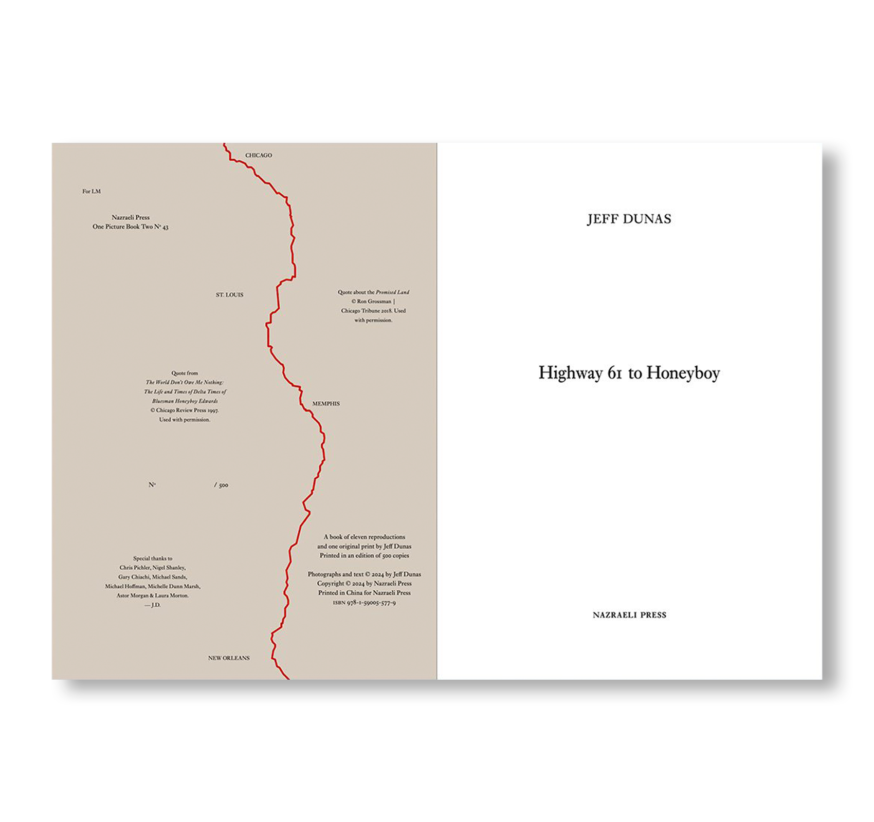 ONE PICTURE BOOK TWO #43: HIGHWAY 61 TO HONEYBOY by Jeff Dunas