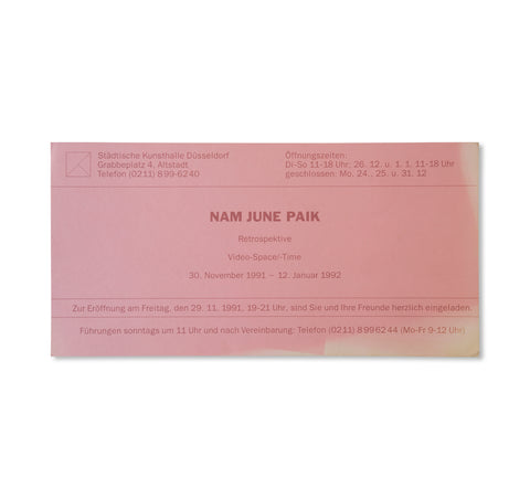 NAM JUNE PAIK: RETROSPEKTIVE VIDEO-SPACE/-TIME - INVITATION (1991) by Nam June Paik