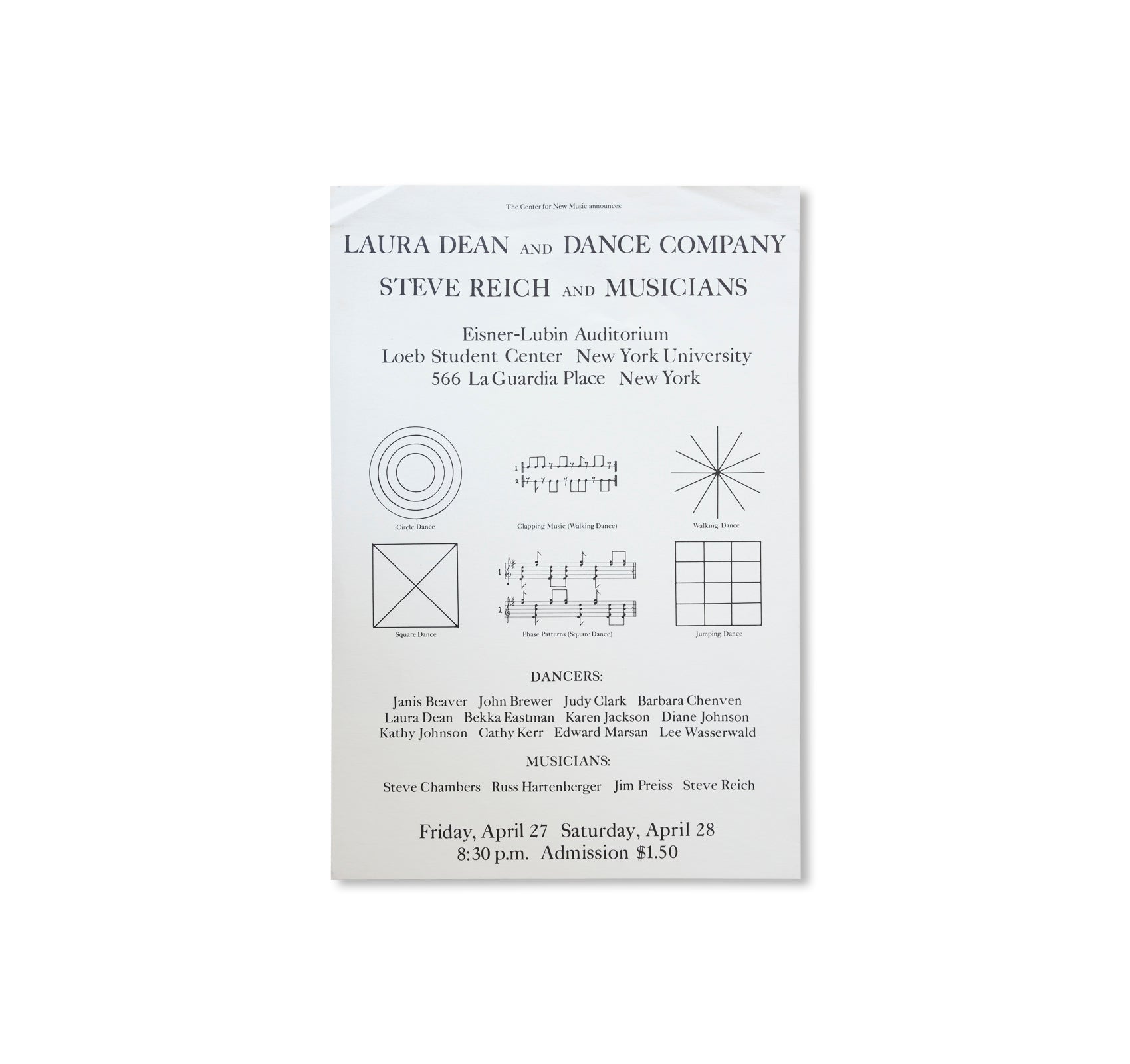 SQUARE DANCE TO STEVE REICH'S PHASE PATTERNS - INVITATION (1973) by Laura Dean, Steve Reich