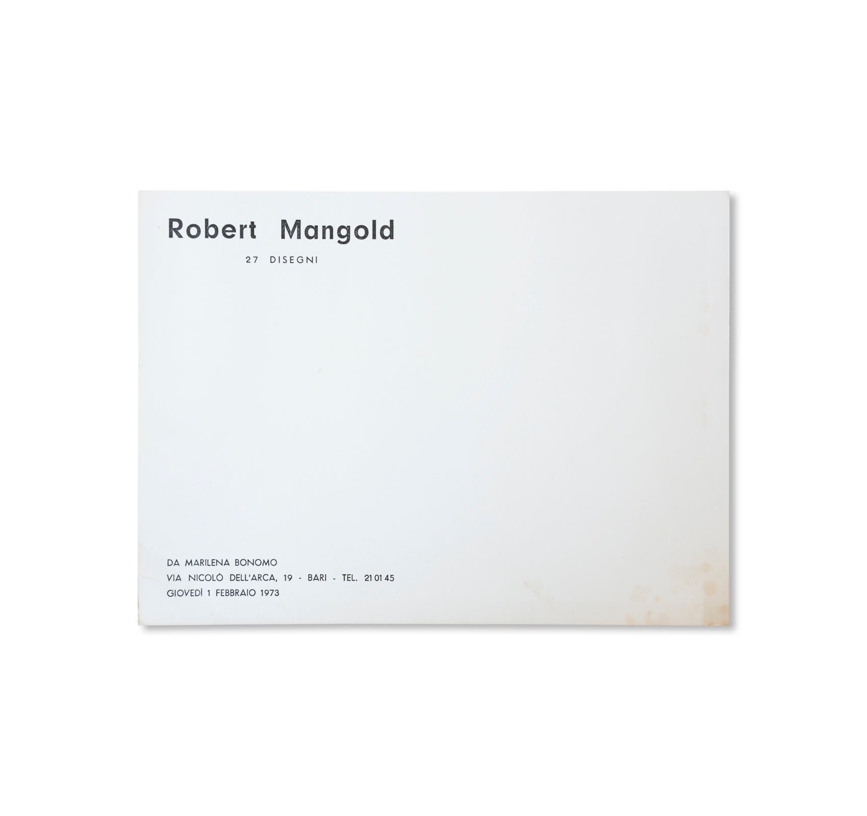 ROBERT MANGOLD: 27 DISEGNI - INVITATION (1973) by Robert Mangold