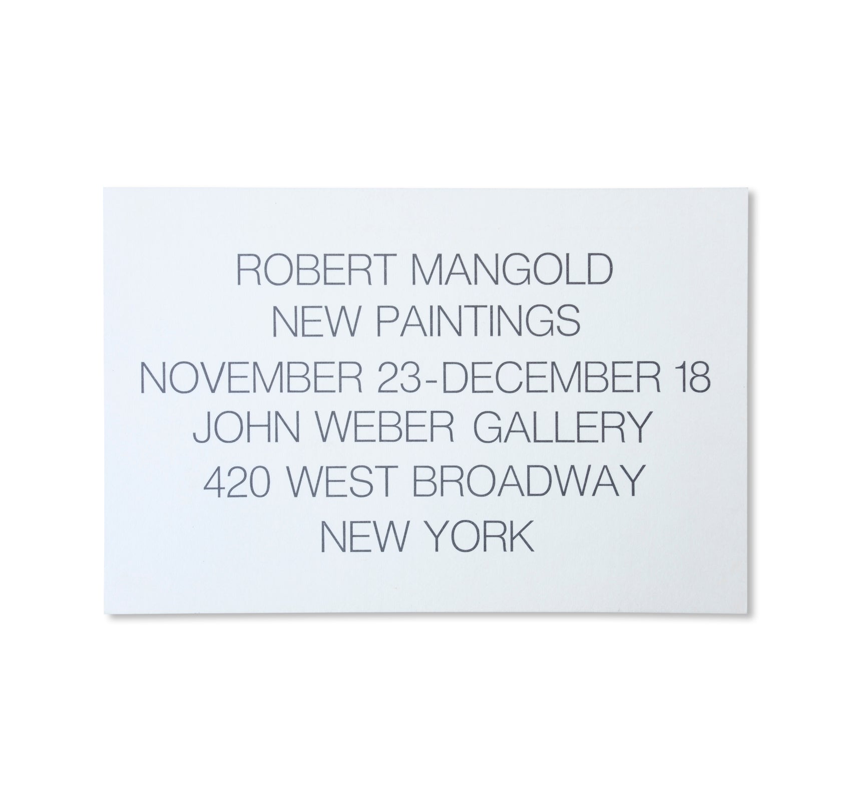 ROBERT MANGOLD: NEW PAINTINGS - INVITATION (1974) by Robert Mangold