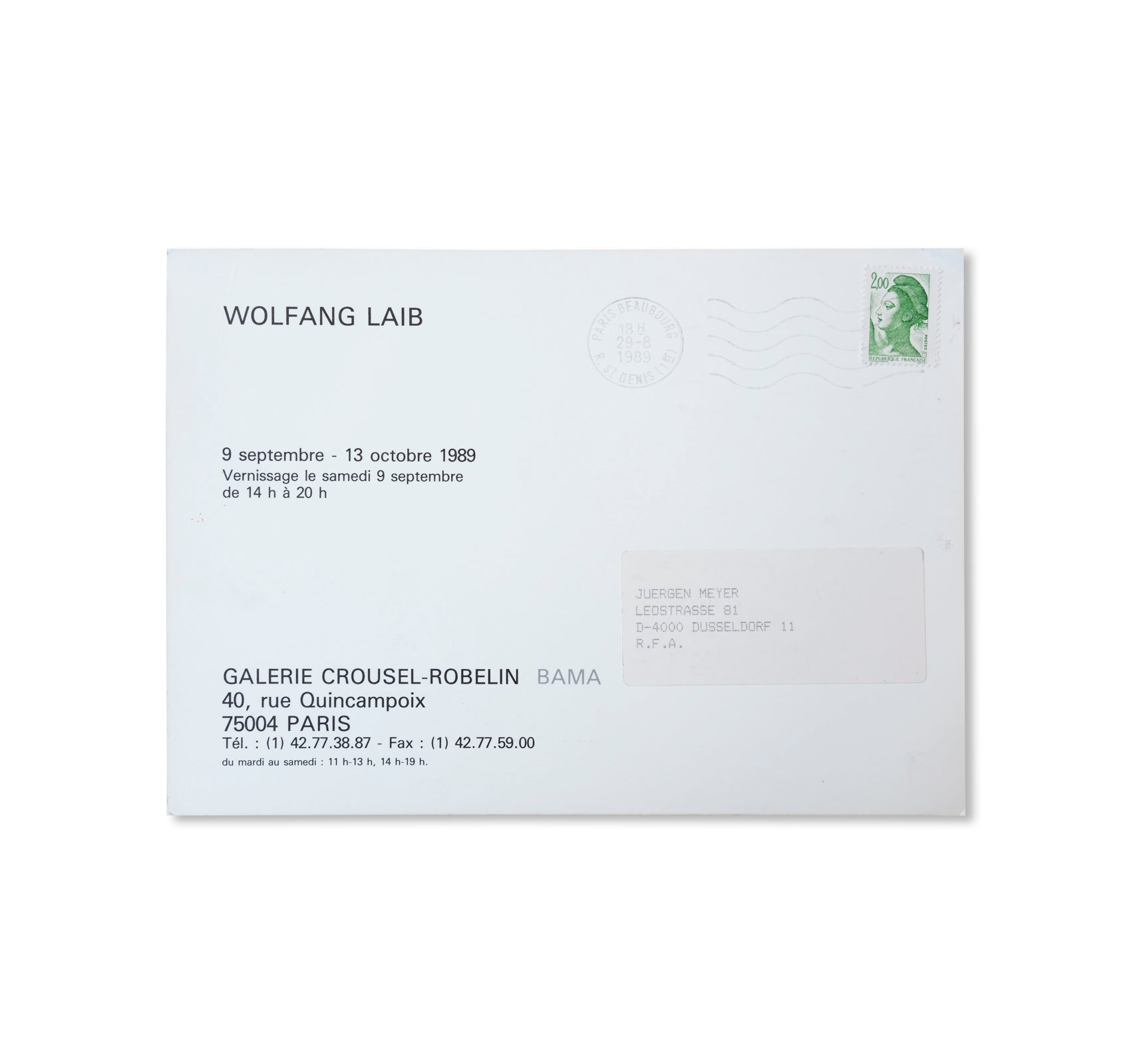WOLFGANG LAIB - INVITATION (1989) by Wolfgang Laib