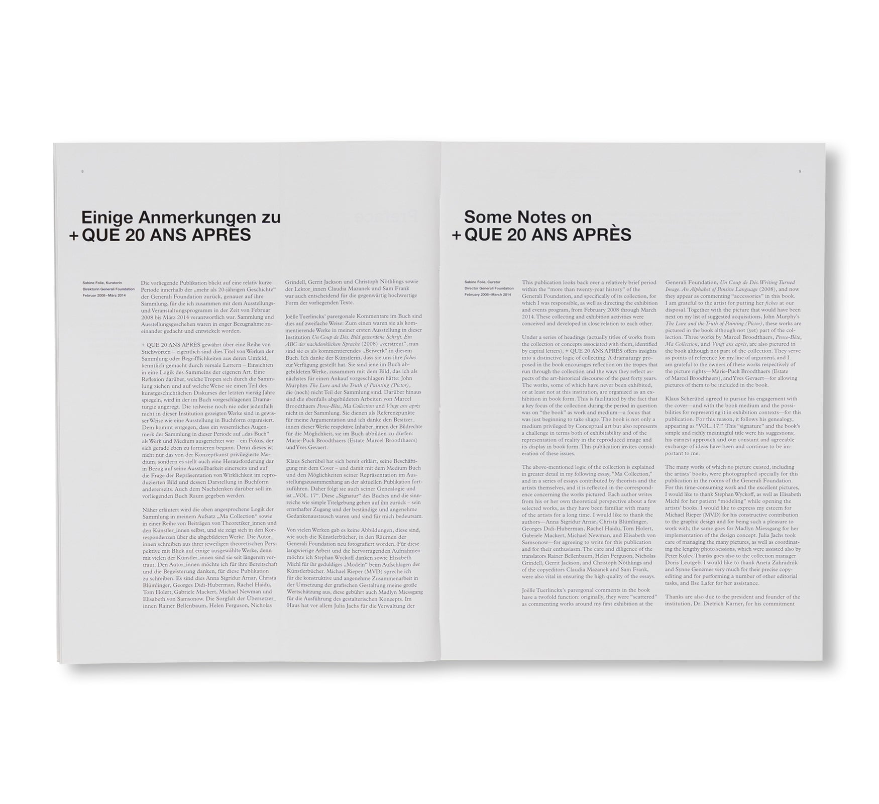 PLUS QUE 20 ANS APRÈS – GESAMMELTE WÖRTER UND BILDER / COLLECTED WORDS AND IMAGES