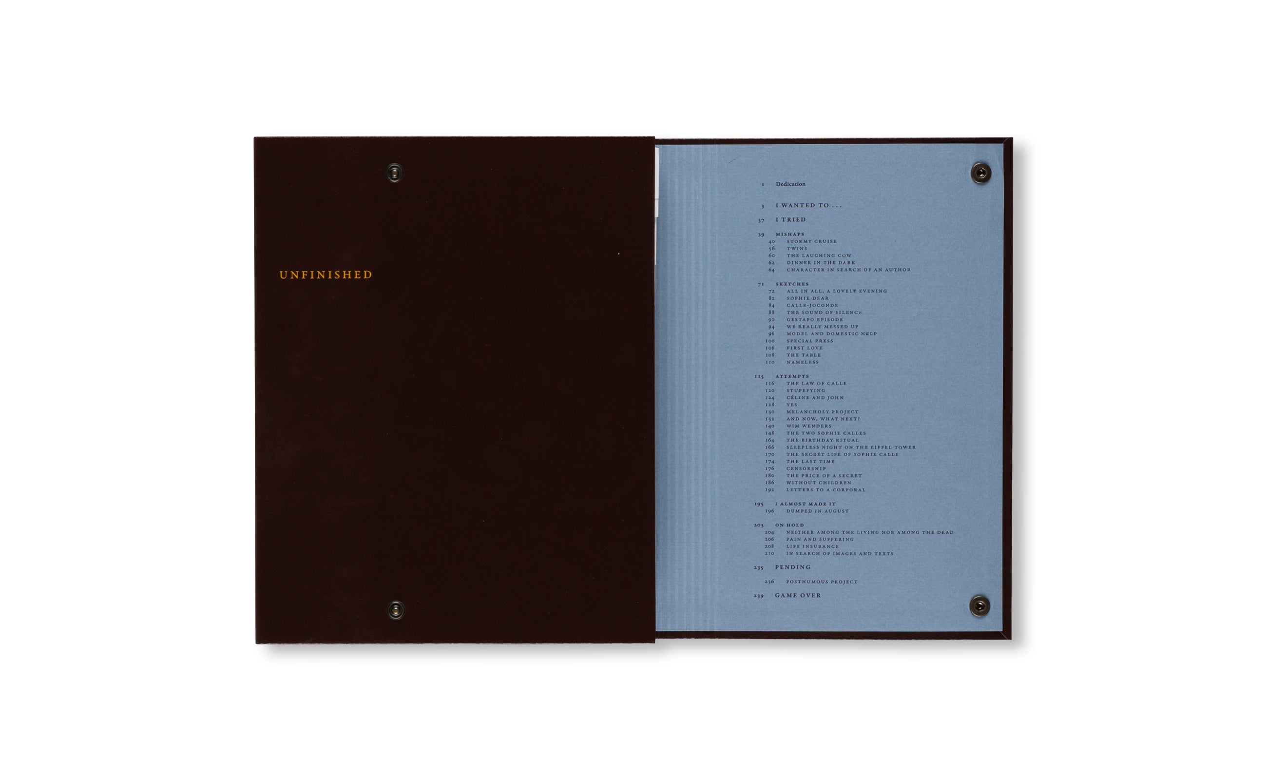CATALOGUE RAISONNÉ OF THE UNFINISHED by Sophie Calle
