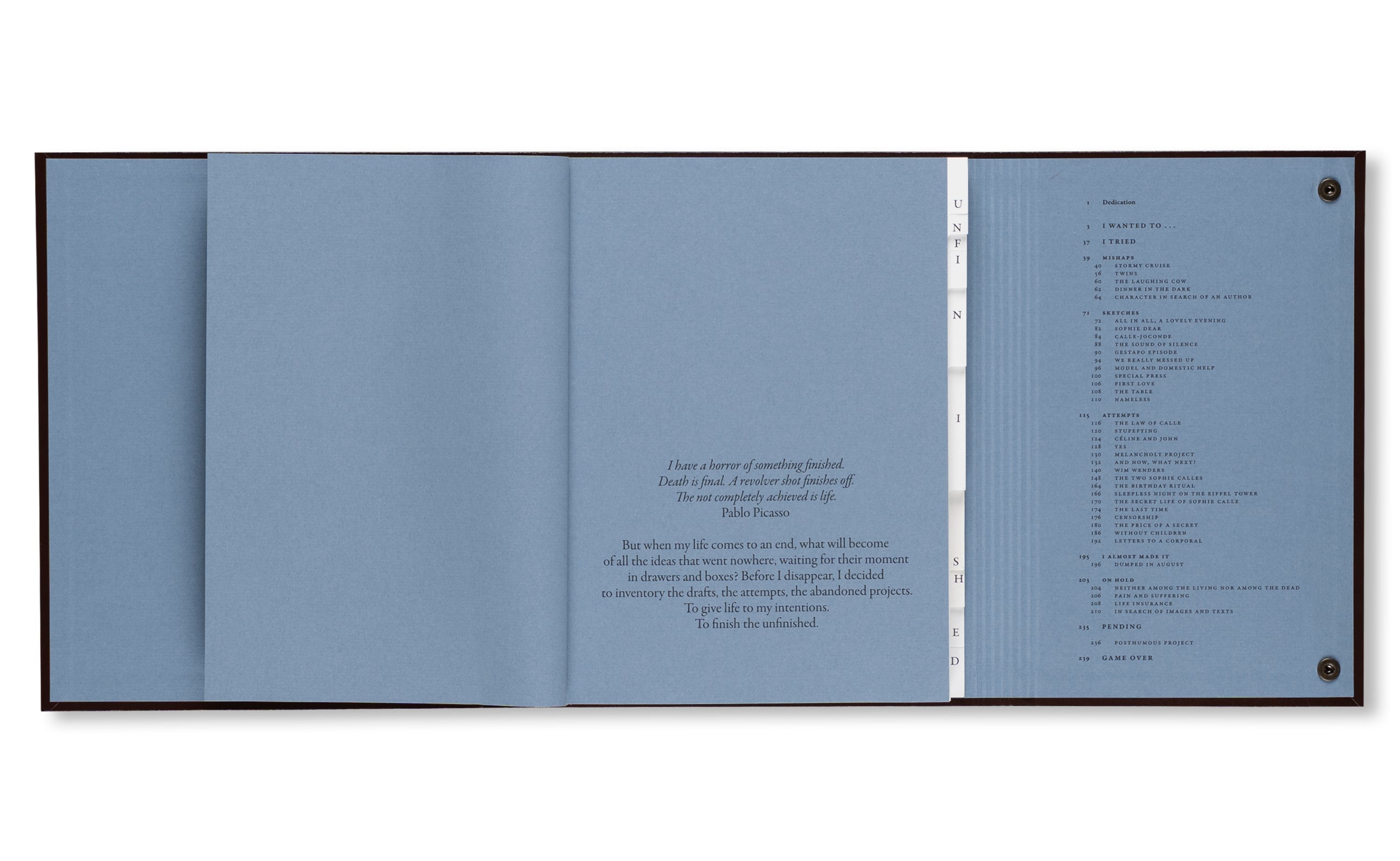 CATALOGUE RAISONNÉ OF THE UNFINISHED by Sophie Calle