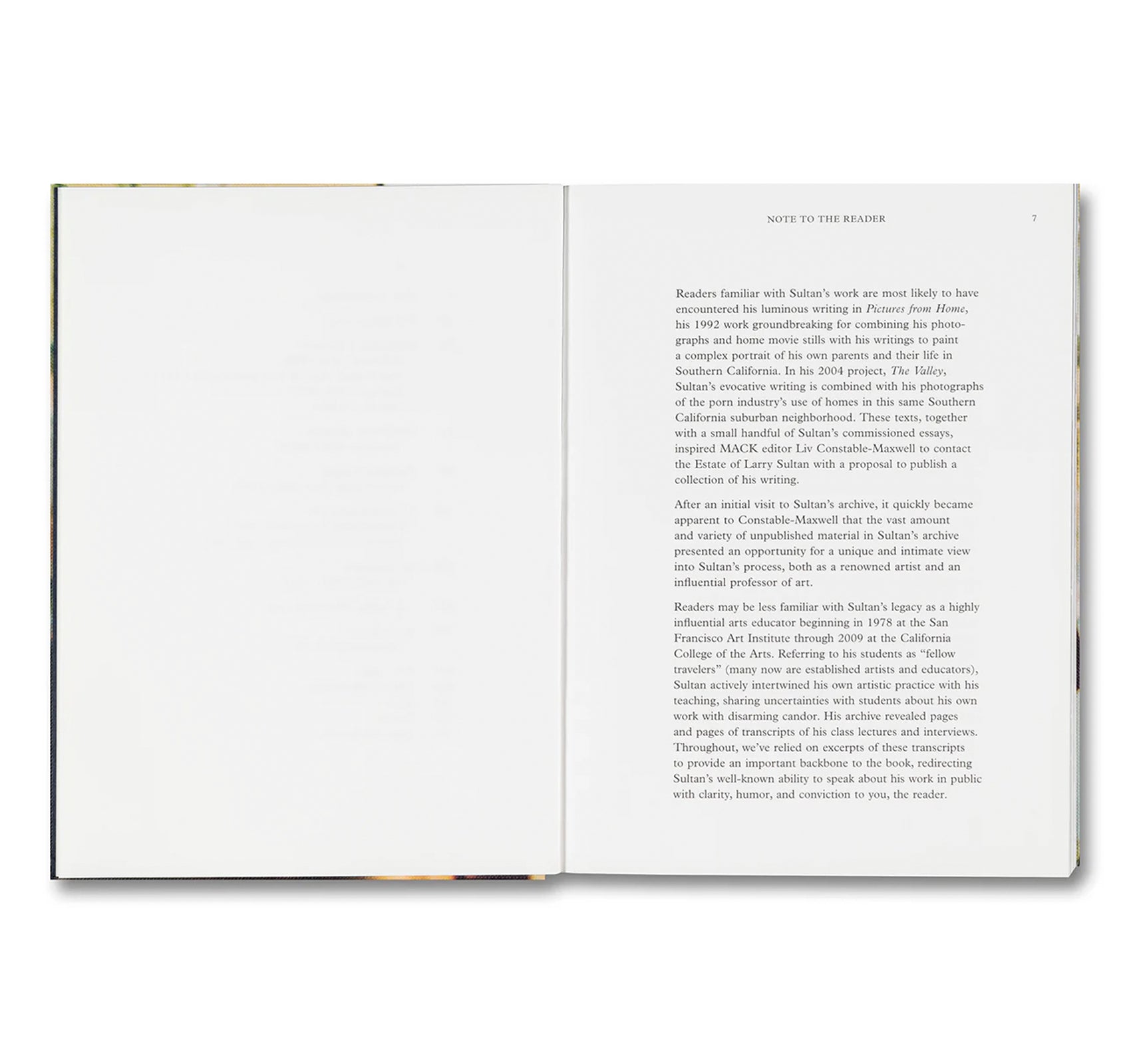 WATER OVER THUNDER: SELECTED WRITINGS by Larry Sultan