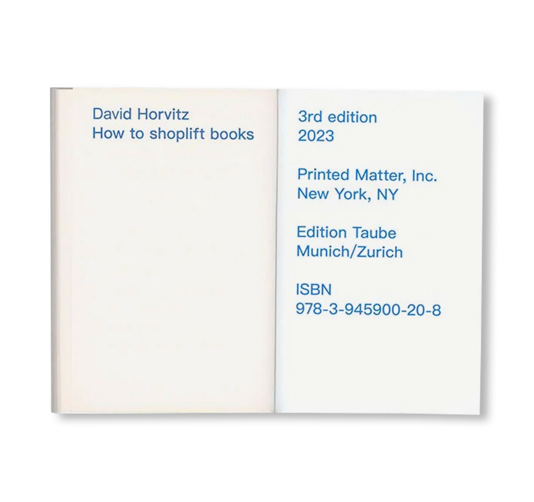 HOW TO SHOPLIFT BOOKS by David Horvitz [THIRD EDITION]