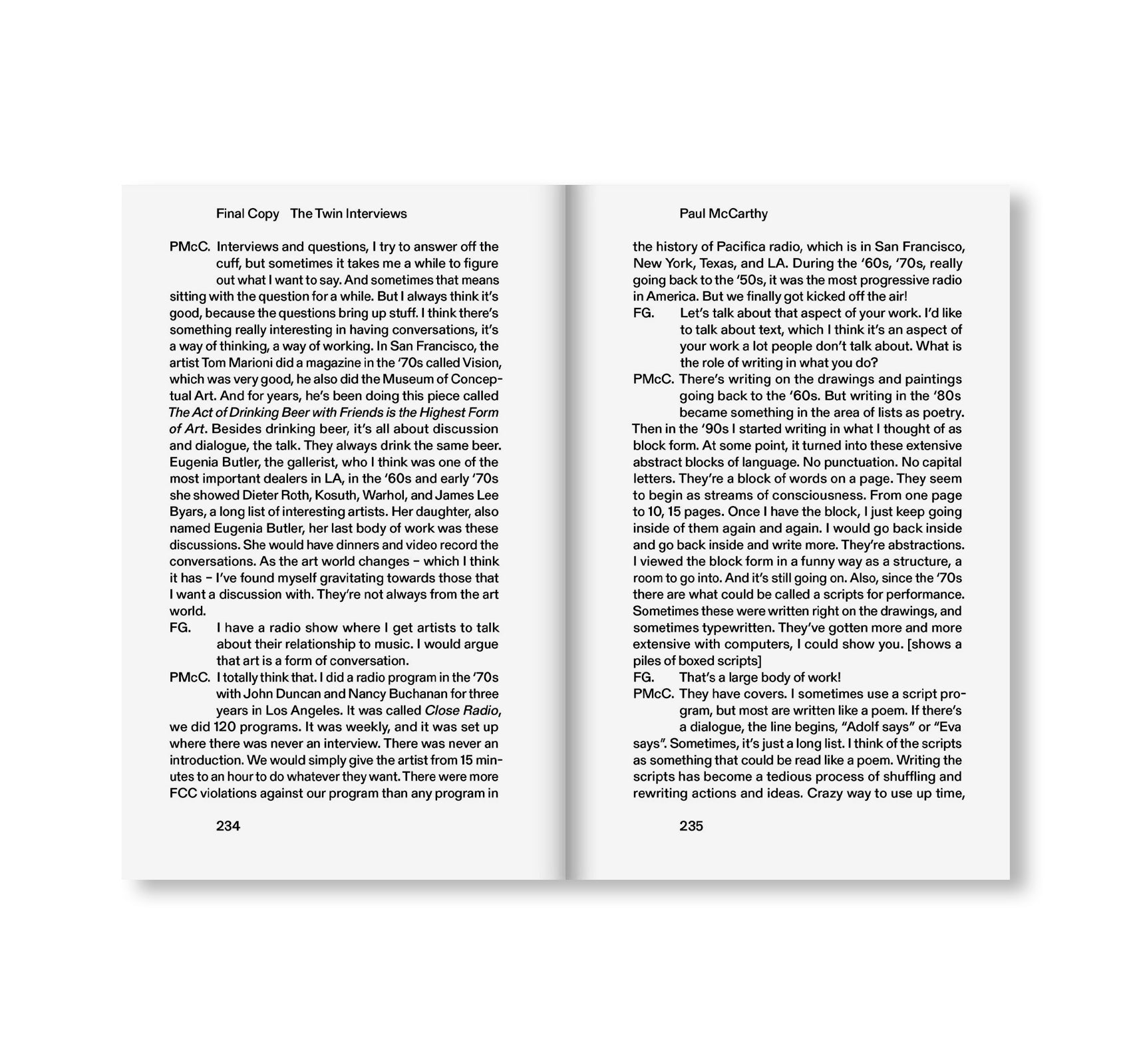 FINAL COPY: THE TWIN INTERVIEWS by Francesca Gavin