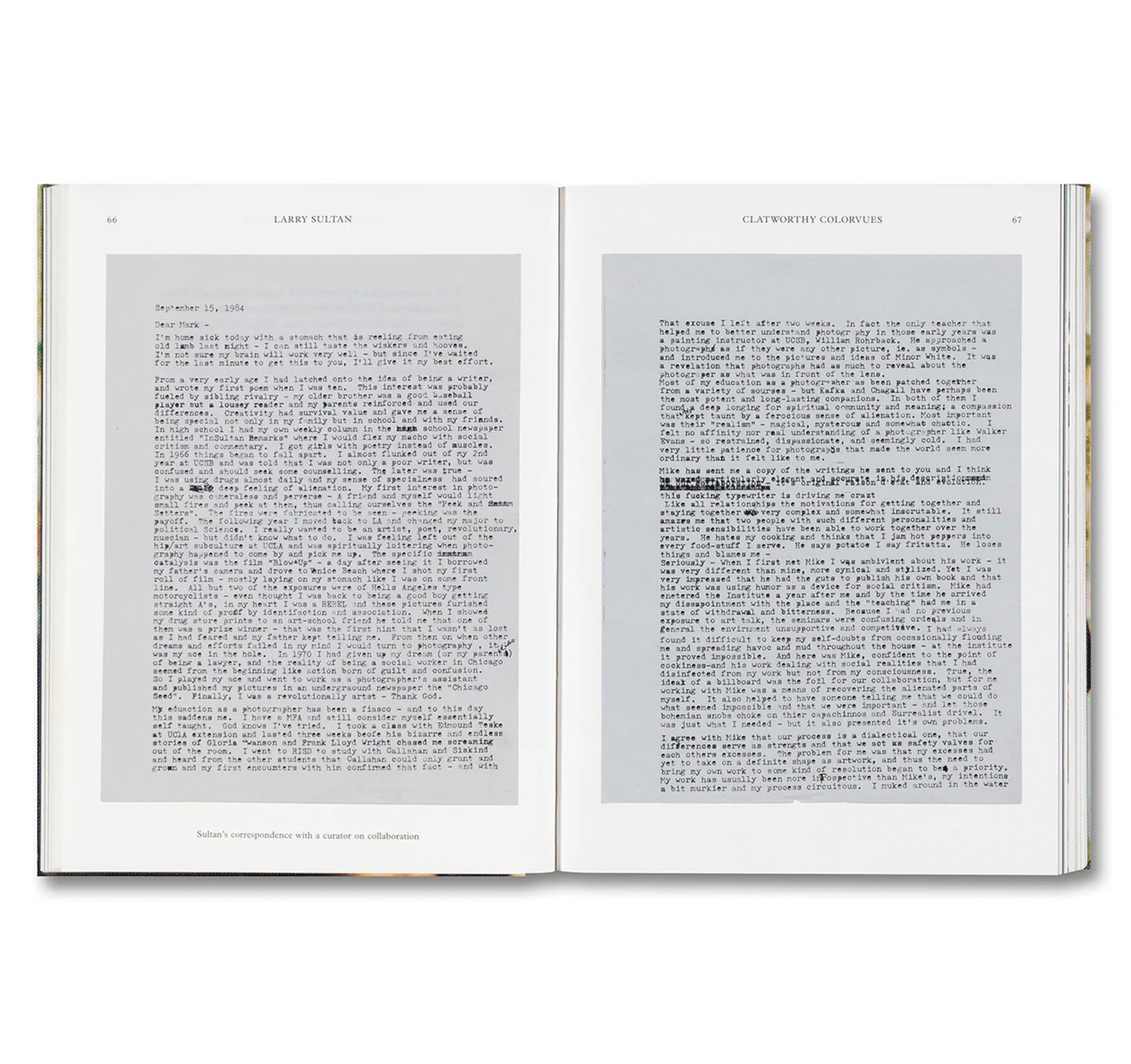 WATER OVER THUNDER: SELECTED WRITINGS by Larry Sultan