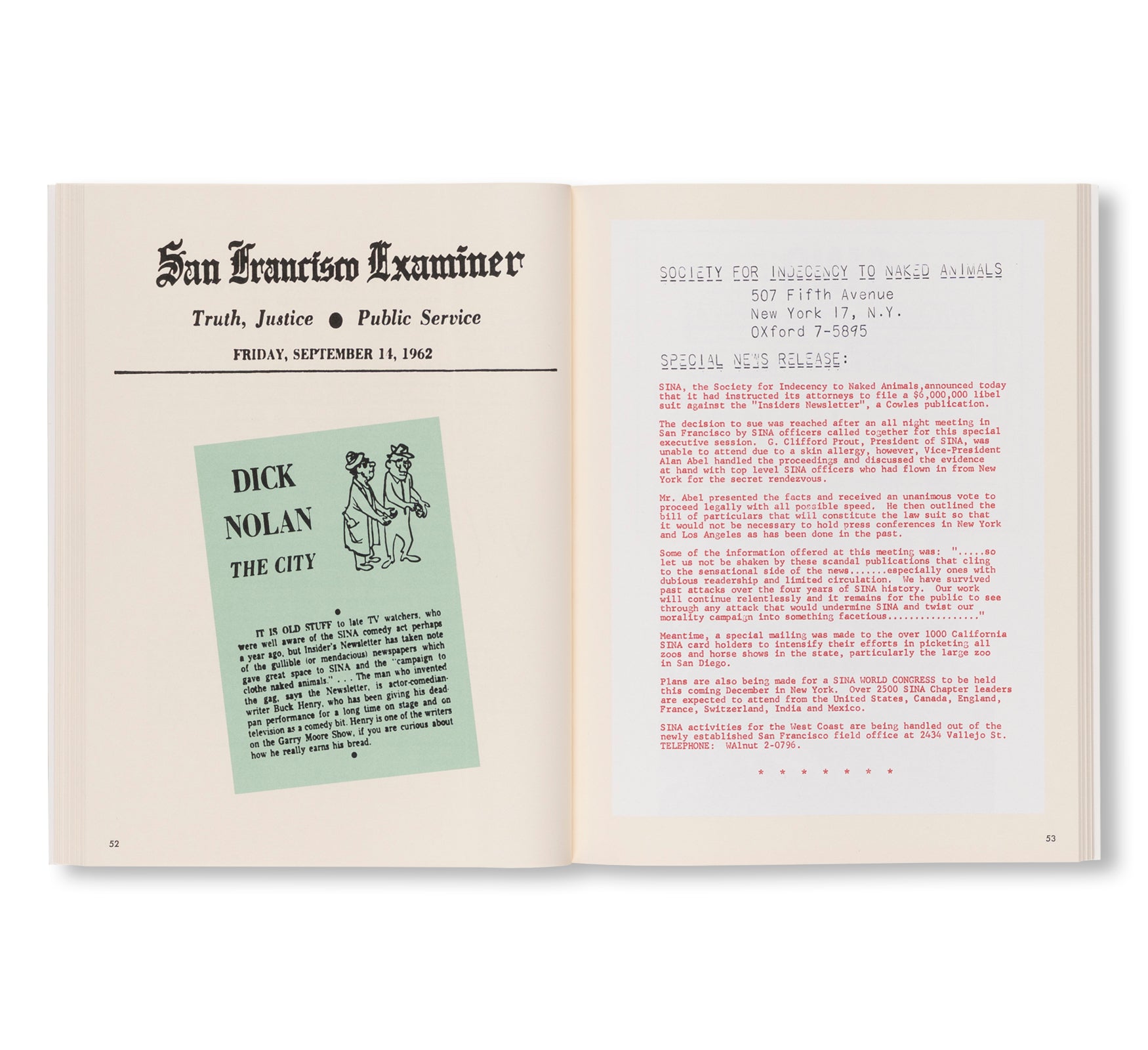 INSIDE SINA: THE SOCIETY FOR INDECENCY TO NAKED ANIMALS by Alan & Jeanne Abel
