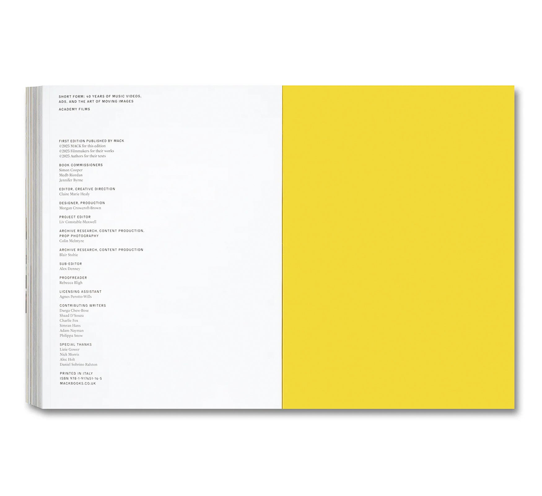 SHORT FORM: 40 YEARS OF MUSIC VIDEOS, ADS, AND THE ART OF MOVING IMAGES by Academy Films