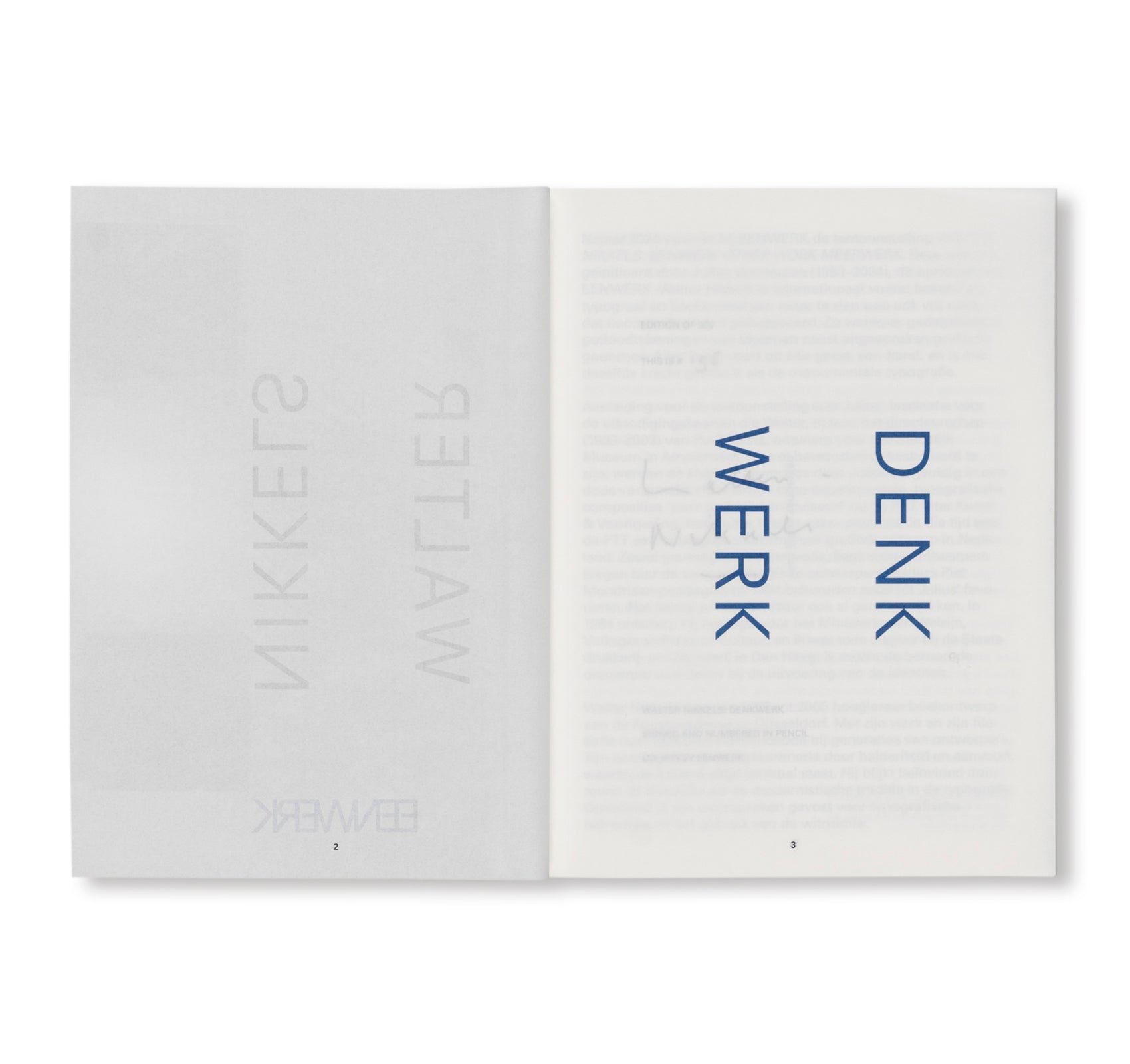 WALTER NIKKELS: DENKWERK by Walter Nikkels, Irma Boom [SIGNED / NUMBERED]