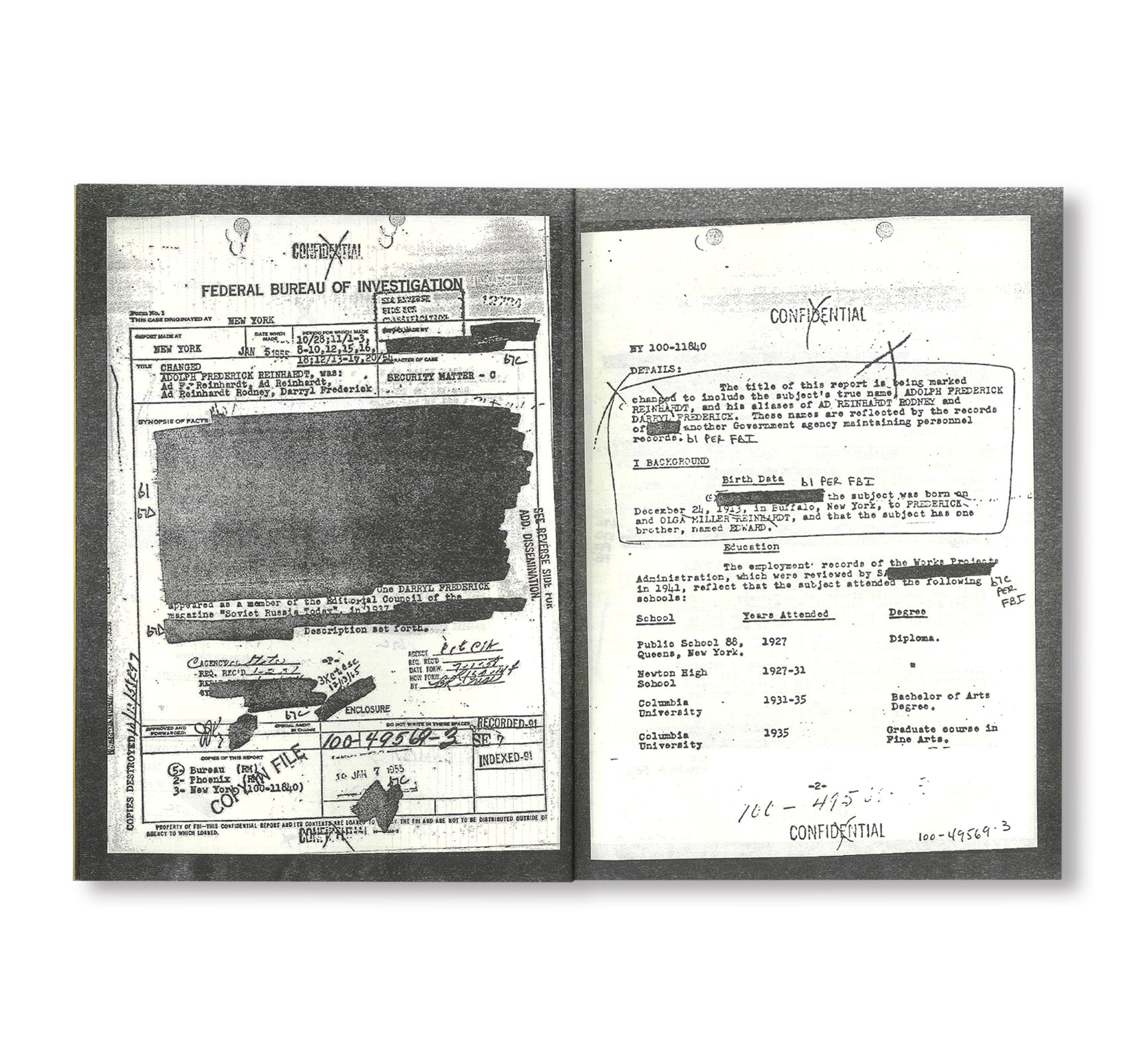 AD REINHARDT’S FBI FILES