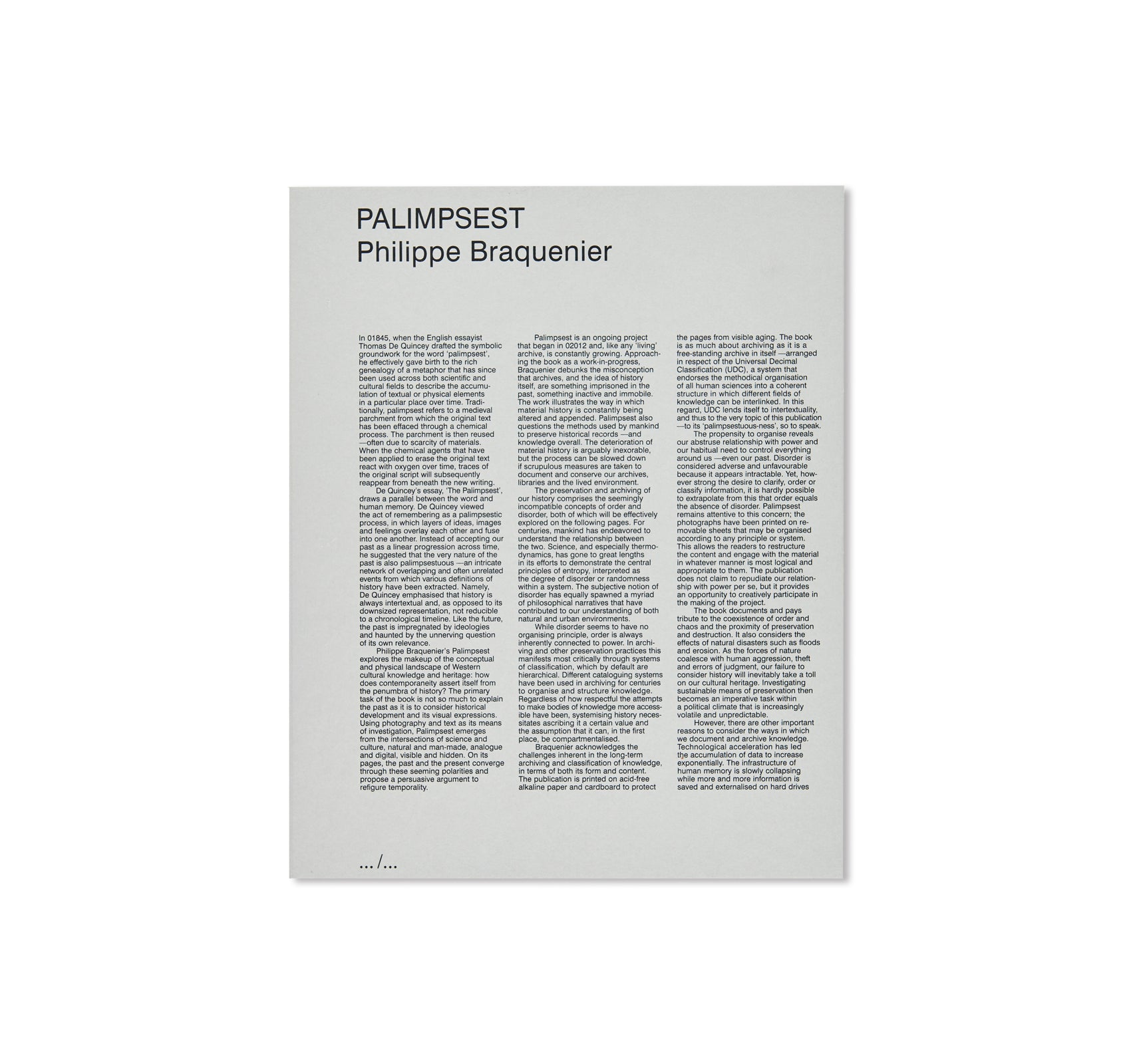 PALIMPSEST by Philippe Braquenier
