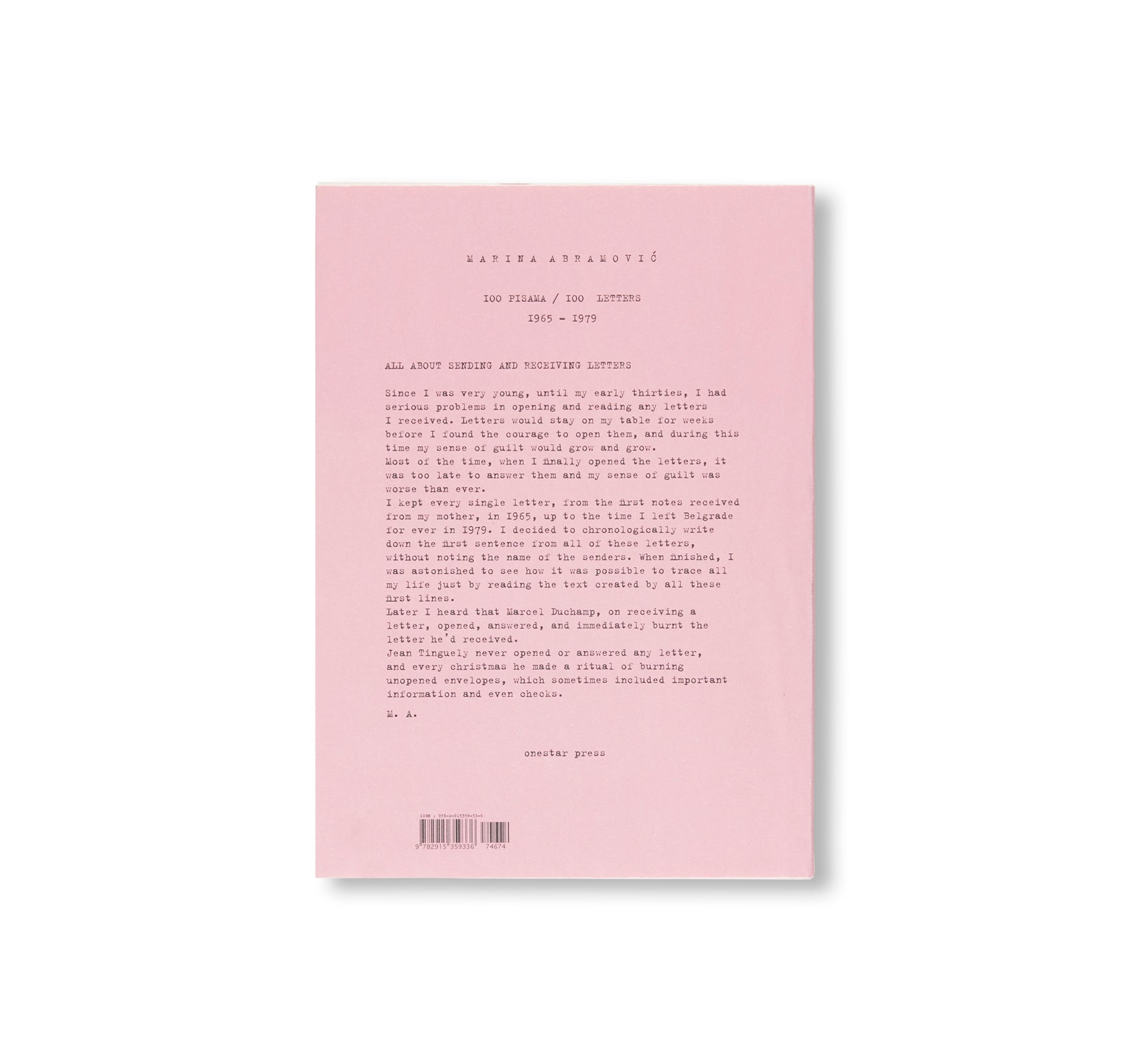 100 PISAMA / 100 LETTERS by Marina Abramović twelvebooks